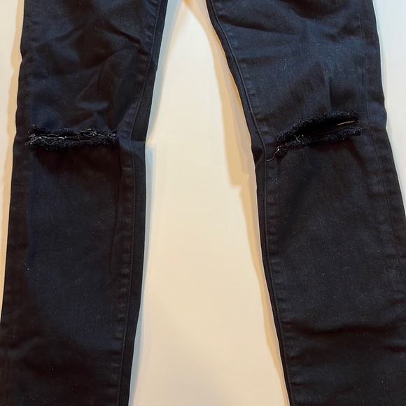 Frame Demin Mid Rise Le Skinny de Jeanne Distressed Black Denim Jean Size 24 - Picture 5 of 15
